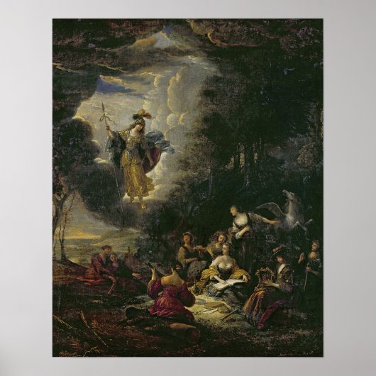 Athena die de Muses bezoekt Poster (Voorkant)