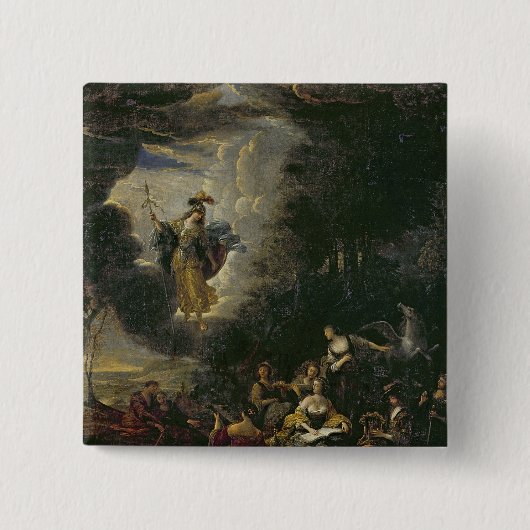 Athena die de Muses bezoekt Vierkante Button 5,1 Cm (Voorkant)