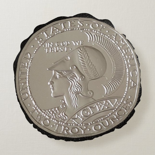 Athena en Owl Two Ounce .999+ Silver Rond Kussen (Achterkant)