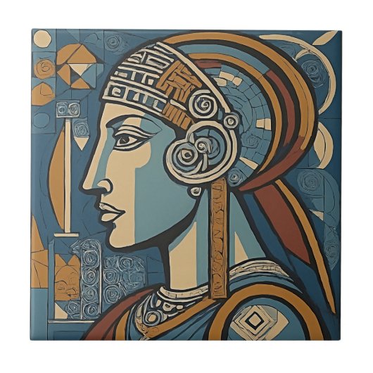 Athena - Godin van de Wijsheid in Picasso's stijl Tegeltje (Voorkant)