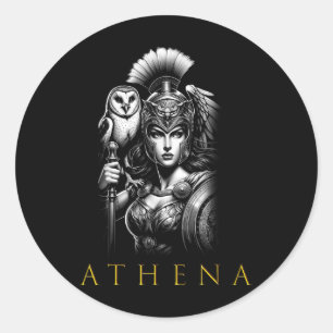 Athena Godin van Wijsheid en Oorlog Ronde Sticker