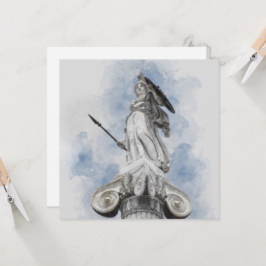 Athena Grieks beeld Waterverf Kaart - Classic Myth (Voorkant / Achterkant in situ)