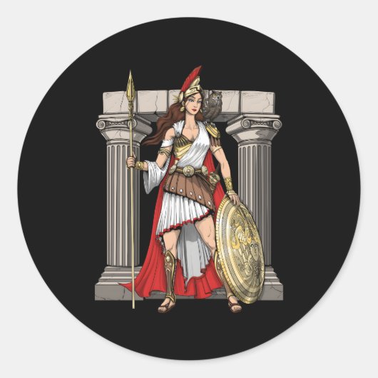 Athena Griekse Godin van Wijsheid Oude Griekenland Ronde Sticker (Voorkant)