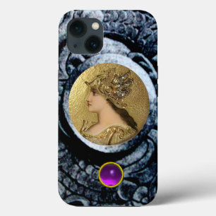 ATHENA MET FANTASIE GRIFFIOENEN EN PAARSE EDELSTEE iPhone 13 HOESJE