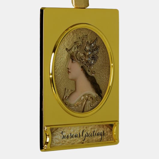 ATHENA MET GOLDEN HELMET EN FANTASY GRIFFINS VERGULD BANNER ORNAMENT (Rechts)