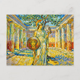 Athena met Uil en Schild bij Olijfboom in Tempel Briefkaart