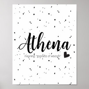 Athena naam kunstprint betekenis moderne babymeisj poster
