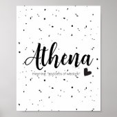 Athena Name Art Print Betekenis moderne babymeisje (Voorkant)