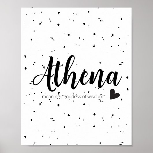 Athena Name Art Print Betekenis moderne babymeisje (Voorkant)