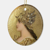 ATHENA PORTRAIT MET GOLDEN HELMET EN GRIFFINS KERAMISCH ORNAMENT (Links)