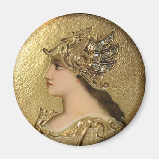 ATHENA PORTRAIT MET GOLDEN HELMET EN GRIFFINS MAGNEET (Voorkant)