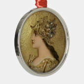 ATHENA PORTRAIT MET GOLDEN HELMET EN GRIFFINS METALEN ORNAMENT (Rechts)