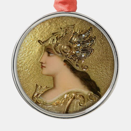 ATHENA PORTRAIT MET GOLDEN HELMET EN GRIFFINS METALEN ORNAMENT (Voorkant)