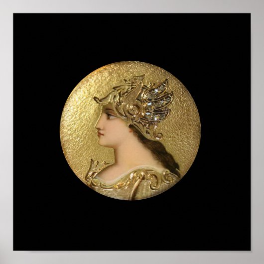 ATHENA PORTRAIT MET GOLDEN HELMET EN GRIFFINS POSTER (Voorkant)