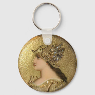 ATHENA PORTRAIT MET GOLDEN HELMET EN GRIFFINS SLEUTELHANGER