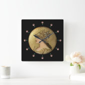 ATHENA PORTRAIT MET GOLDEN HELMET EN GRIFFINS VIERKANTE KLOK (Huis)