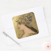 ATHENA PORTRAIT MET GOLDEN HELMET EN GRIFFINS VIERKANTE STICKER (Envelop)