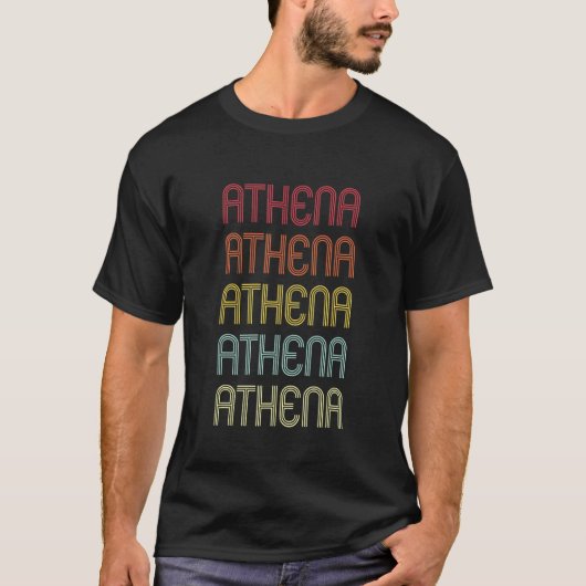 Athena Retro Wordmark Pattern  Gepersonaliseerd T-shirt (Voorkant)