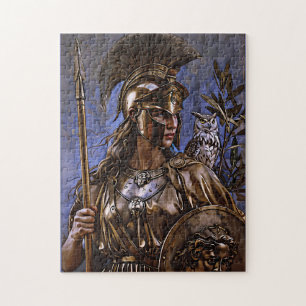 "Athena’s Eeuwige Waakzaamheid" Kleurrijk Portret Legpuzzel