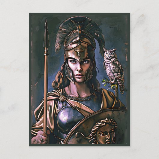 "Athena’s felle loyaliteit" Kleurrijk Portret Briefkaart (Voorkant)