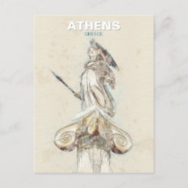 Athena Statue Sketch Briefkaart – Het Oude Grieken