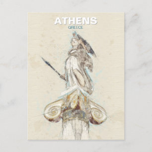 Athena Statue Sketch Briefkaart – Het Oude Grieken