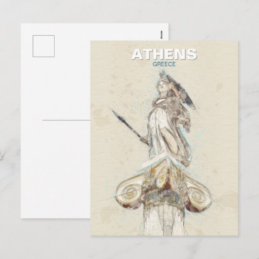 Athena Statue Sketch Briefkaart – Het Oude Grieken (Voorkant / Achterkant)
