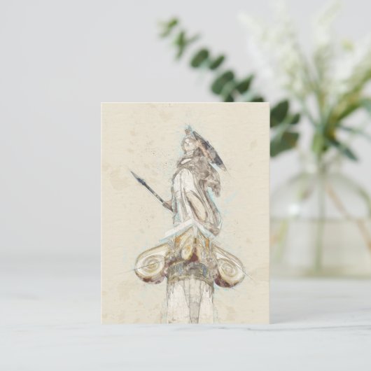 Athena Statue Sketch Briefkaart – Het Oude Grieken (Staand voorkant)