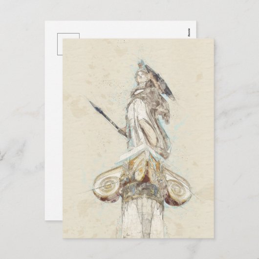 Athena Statue Sketch Briefkaart – Het Oude Grieken (Voorkant / Achterkant)