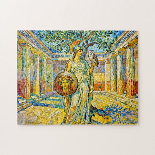 Athena with Owl and Shield by Olive Tree in Temple Legpuzzel (Horizontaal)