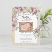 Athena Wood Baptism Invitation Kaart (Staand voorkant)