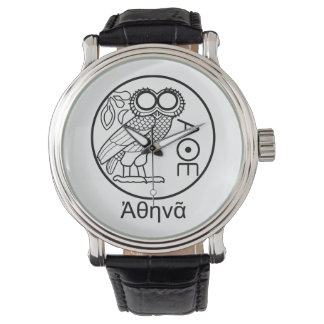 ATHENA's ausetradrachme (Griekse lettersoort) Horloge