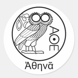 ATHENA's ausetradrachme (Griekse lettersoort) Ronde Sticker