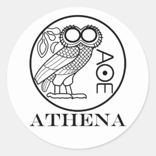 ATHENA's buiktetradrachme (Engravers Font) Ronde Sticker