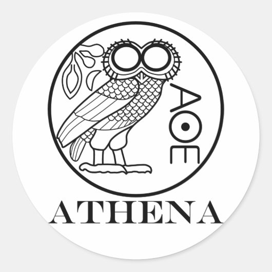 ATHENA's buiktetradrachme (Engravers Font) Ronde Sticker (Voorkant)