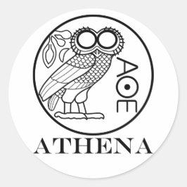 ATHENA's buiktetradrachme (Engravers Font) Ronde Sticker