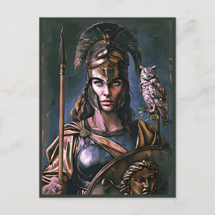 "Athena's Onwankelbare Trouw" Kleurrijk Portret Briefkaart