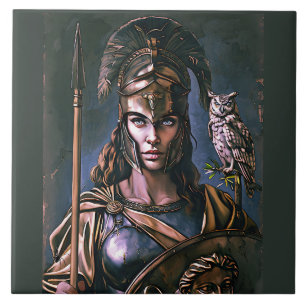 "Athena's Onwankelbare Trouw" Kleurrijk Portret Tegeltje