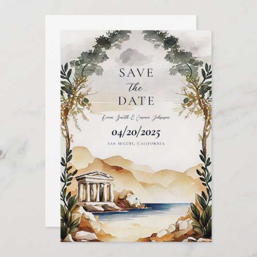 Athene bewaart de Datum Uitnodiging | Griekenland (Voorkant / Achterkant)