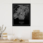 Athene City Map - Athnes Black Map Poster (Keuken)