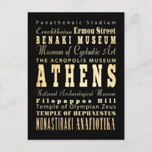Athene City of Greece Typography Art Briefkaart
