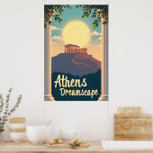 Athene Dreamscape: Retro reizen in het midden van  Poster (Keuken)