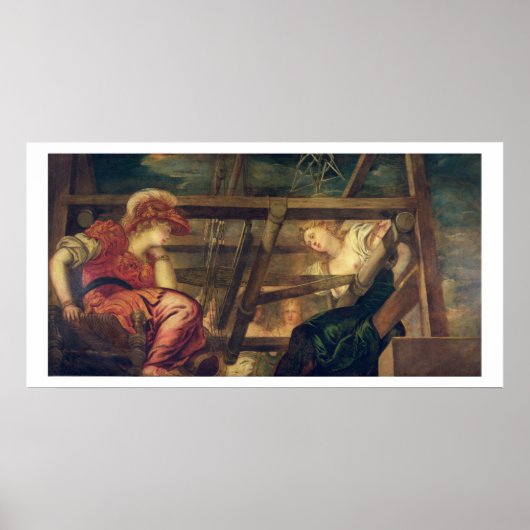 Athene en Arachne, c.1475-85 (olie op canvas) Poster (Voorkant)