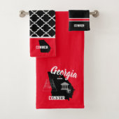 Athene Georgia Black en Red Bad Handdoek (Insitu)