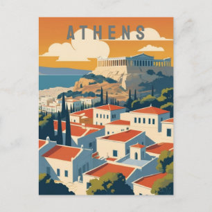 Athene Griekenland Acropolis bij zonsondergang Ret Briefkaart