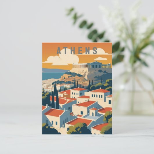 Athene Griekenland Acropolis bij zonsondergang Ret Briefkaart (Staand voorkant)