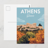 Athene Griekenland Acropolis Briefkaart (Voorkant / Achterkant)