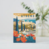 Athene Griekenland Acropolis Lente Bloemen Reizen  Briefkaart (Staand voorkant)