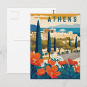 Athene Griekenland Acropolis Lente Bloemen Reizen  Briefkaart (Voorkant / Achterkant)