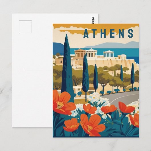 Athene Griekenland Acropolis Lente Bloemen Reizen  Briefkaart (Voorkant / Achterkant)